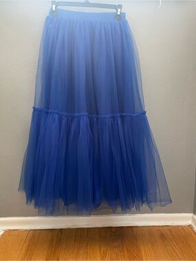 Royal Blue Tiered Tulle Maxi Skirt - Women
